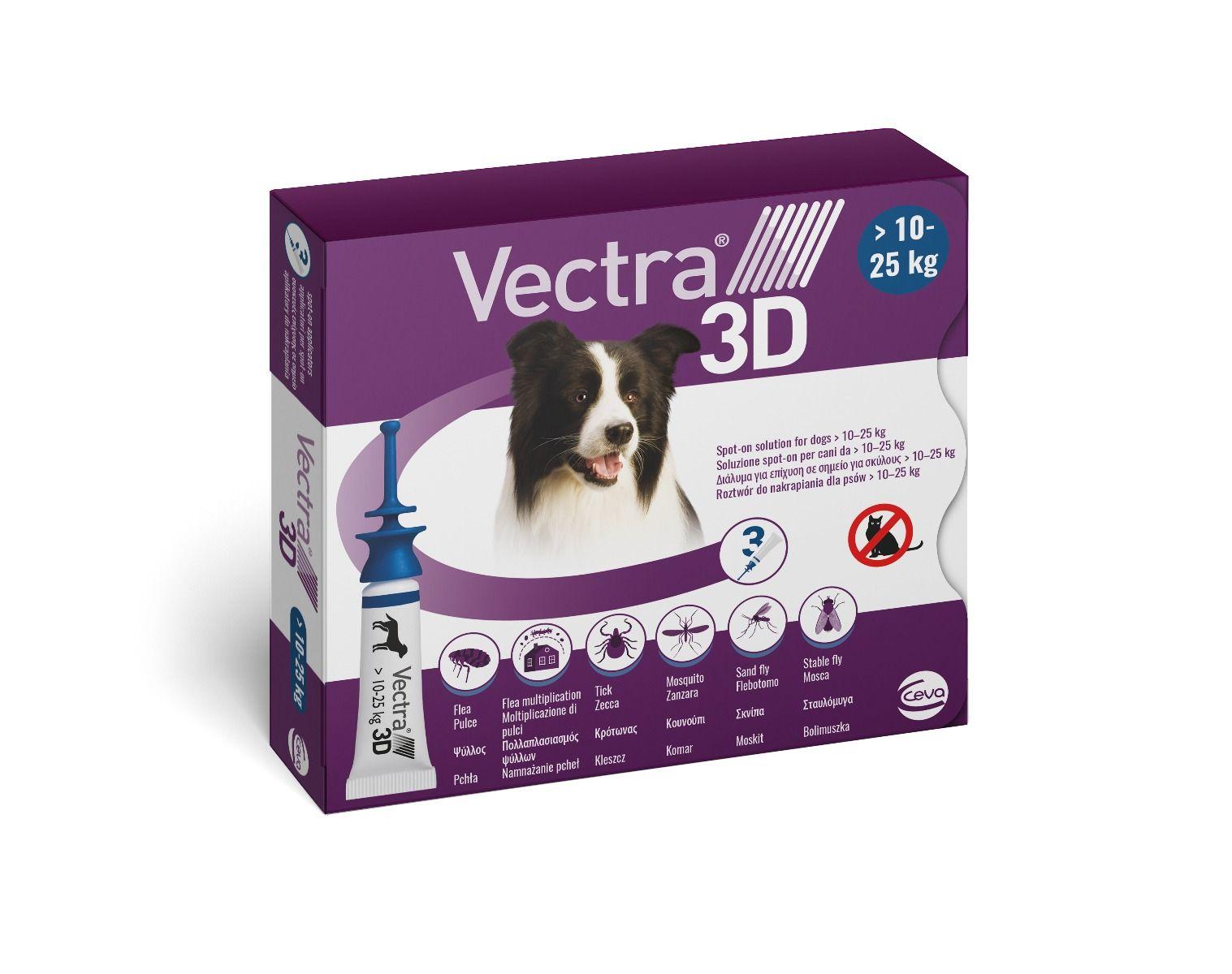 Vectra 3D Spot On Flea Treatment for Medium Dogs 10 25kg 3 Pack